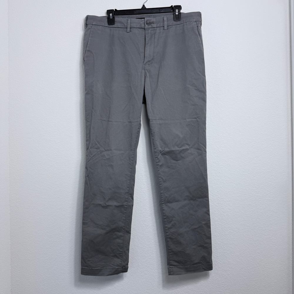 Express Slim Fit Gray Chino Pants Mens 34x32 Flat Front Cotton Twill Trousers